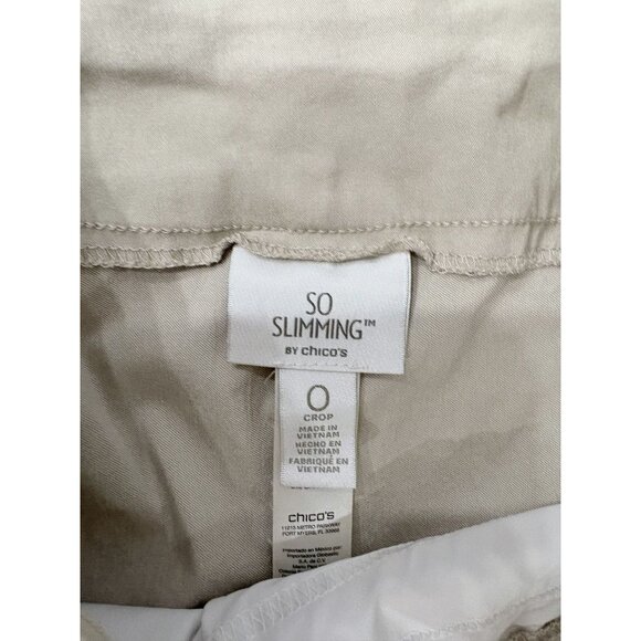Chicos So Slimming Crop Khaki Tan Pull-On Pants Size 0 4 S - Picture 2 of 4